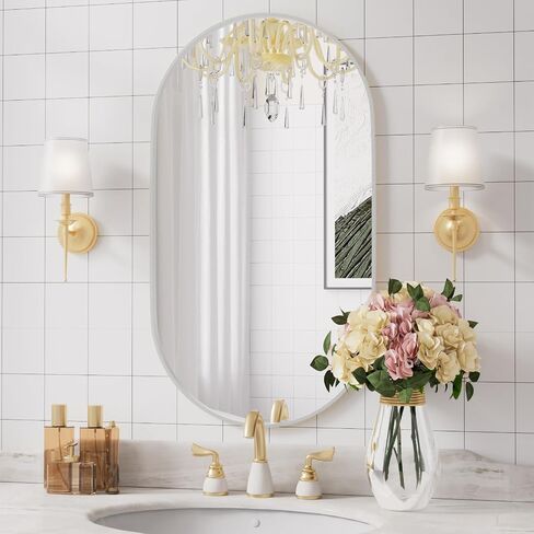 Protylctaster Oval Bathroom Mirror,24x36'' Silver Mirror,Wall Mirrors,Bathroom Mirror Oval,Pill Shaped Mirrors,Entryway Mirror (Silver) in Saudi Arabia