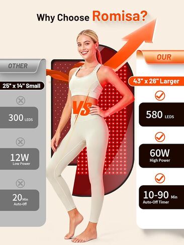 43'' x 26'' Red Light Therapy Mat for Body, 580 LEDs Near Infrared Light Therapy Pad Adjustable 10-90 min Timer, 660nm & 850nm Home Red Light Therapy for Back Belly Knee, 60W with Glasses in Saudi Arabia