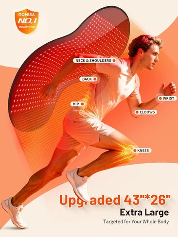 43'' x 26'' Red Light Therapy Mat for Body, 580 LEDs Near Infrared Light Therapy Pad Adjustable 10-90 min Timer, 660nm & 850nm Home Red Light Therapy for Back Belly Knee, 60W with Glasses in Saudi Arabia