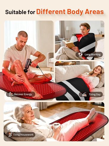 43'' x 26'' Red Light Therapy Mat for Body, 580 LEDs Near Infrared Light Therapy Pad Adjustable 10-90 min Timer, 660nm & 850nm Home Red Light Therapy for Back Belly Knee, 60W with Glasses in Saudi Arabia