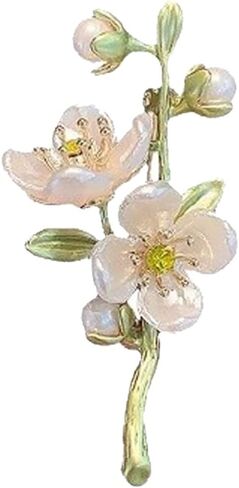 Jasmine Flower Pins Elegant Flower Brooch for Women Cute Enamel Pins for Women Clothing Jacket Hats Bags Accessories in Saudi Arabia