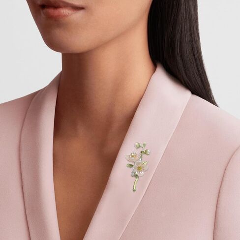 Jasmine Flower Pins Elegant Flower Brooch for Women Cute Enamel Pins for Women Clothing Jacket Hats Bags Accessories in Saudi Arabia