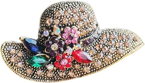 exquisite vintage hat brooch inlaid with multicolored rhinestone crystal flower for women brooch backpack badge jacket hat dress sweater anti light pin birthday jewelry gift in Saudi Arabia