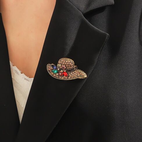 exquisite vintage hat brooch inlaid with multicolored rhinestone crystal flower for women brooch backpack badge jacket hat dress sweater anti light pin birthday jewelry gift in Saudi Arabia