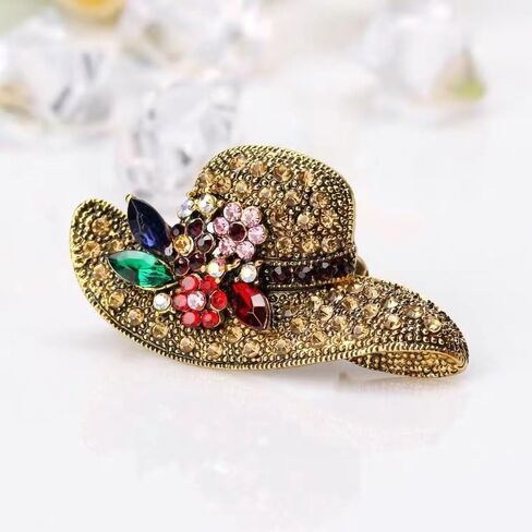 exquisite vintage hat brooch inlaid with multicolored rhinestone crystal flower for women brooch backpack badge jacket hat dress sweater anti light pin birthday jewelry gift in Saudi Arabia