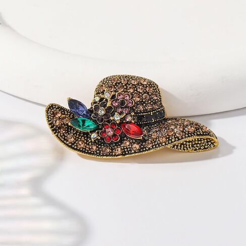 exquisite vintage hat brooch inlaid with multicolored rhinestone crystal flower for women brooch backpack badge jacket hat dress sweater anti light pin birthday jewelry gift in Saudi Arabia