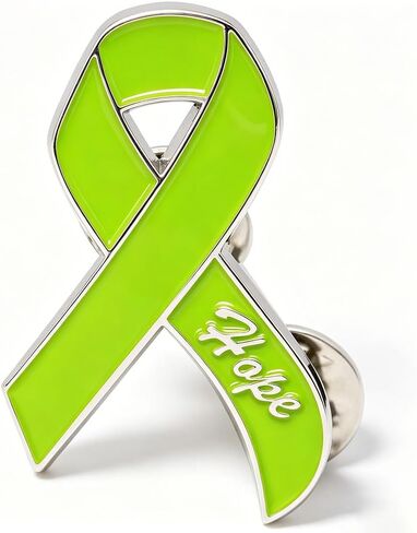 Lime Ribbon Lapel Pin - Lymphoma Awareness Enamel Pin Engraved Hope, Stainless Steel Clasp, Fundraiser & Remembrance Gift (Non-Hodgkin Hodgkin Support) in Saudi Arabia