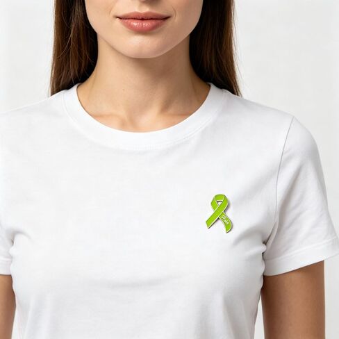 Lime Ribbon Lapel Pin - Lymphoma Awareness Enamel Pin Engraved Hope, Stainless Steel Clasp, Fundraiser & Remembrance Gift (Non-Hodgkin Hodgkin Support) in Saudi Arabia
