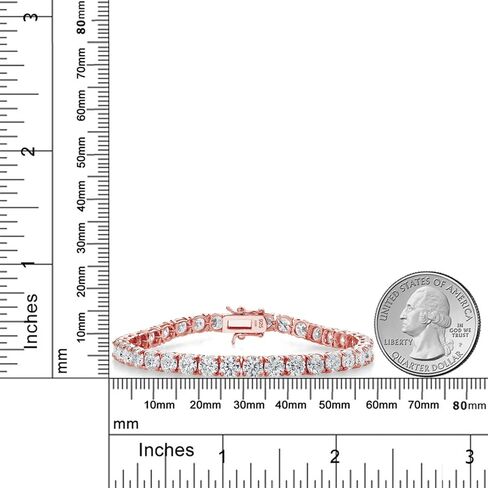 Gem Stone King 18K Rose Gold Plated Silver White Moissanite Tennis Bracelet For Women | 18.00 Cttw Round 5MM | 7.25 Inch | Fine Jewelry Mom Women Wife in Saudi Arabia