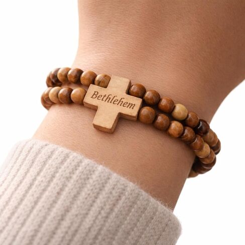 Bethlehem Olive Wood Rosary Bracelet for Men and Women – Adjustable Catholic Prayer Bracelet – Christian Religious Gift in Saudi Arabia