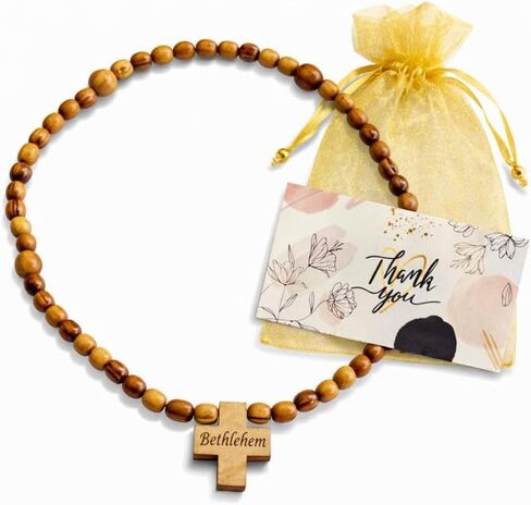 Bethlehem Olive Wood Rosary Bracelet for Men and Women – Adjustable Catholic Prayer Bracelet – Christian Religious Gift in Saudi Arabia