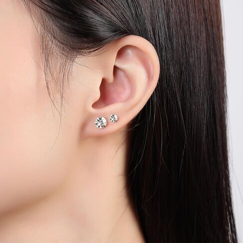 Plastic Post Earrings with 4MM & 6MM Cubic Zirconia Stud for Sensitive Skin, 2-Pair Mini & Big Lightweight Hypoallergenic Nickel-Free Studs for Metal Allergies in Saudi Arabia