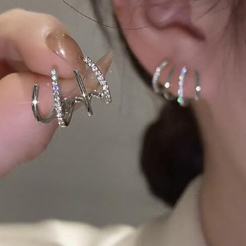 Fashion Contracted Claws Design Cubic Zirconia Stud Earrings Everyday Jewelry for Women in Kuwait