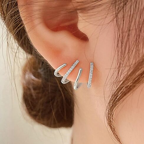 Fashion Contracted Claws Design Cubic Zirconia Stud Earrings Everyday Jewelry for Women in Kuwait