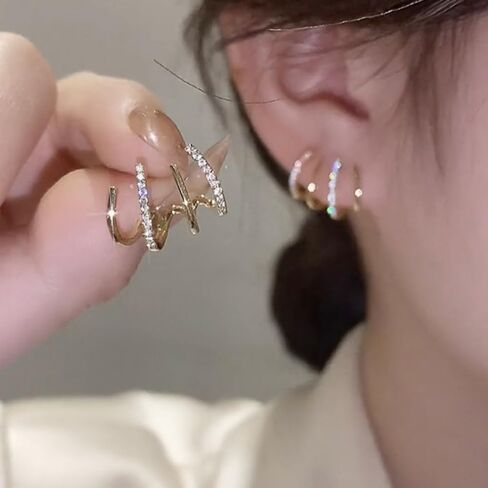 Fashion Contracted Claws Design Cubic Zirconia Stud Earrings Everyday Jewelry for Women in Kuwait