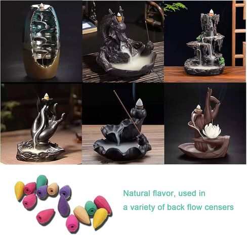 450 Pcs Backflow Incense Cones - Waterfall Incense Cone, 9 Natural Plant Fragrances, Burner Holder in Saudi Arabia