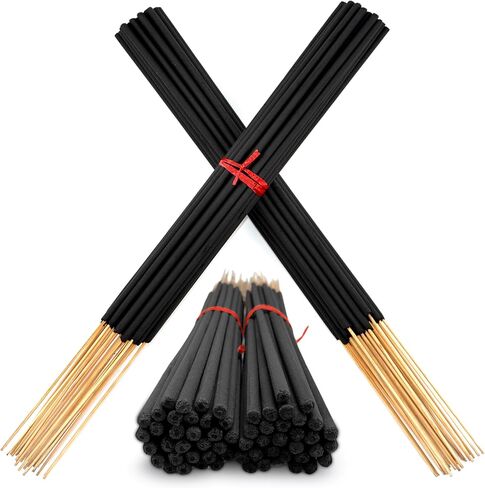 60 Unscented Charcoal Black Incense Sticks 19" Jumbo Extra Large Bulk Wholesale - 100% Natural Charcoal, Joss and Bamboo Punk Blanks - Great for DIY Aromatherapy Incense Making. in Kuwait