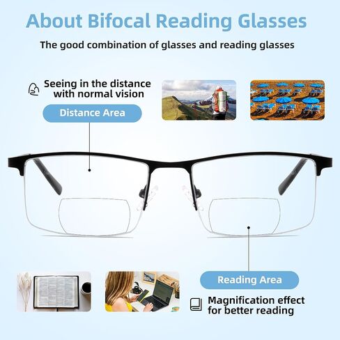 Half frame bifocal reading glasses for men women,blue light blocking eyeglasses Spring Hinge Computer Readers in Saudi Arabia