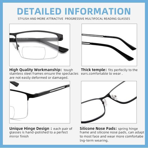 Half frame bifocal reading glasses for men women,blue light blocking eyeglasses Spring Hinge Computer Readers in Saudi Arabia