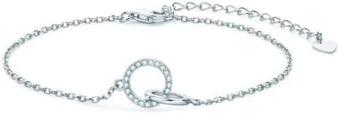 JIHANNA Moissanite Diamond Open Circle Double Infinity Interlocking Eternity Friendship Love Lucky Bracelet, Sterling Silver 925, D Color VVS1 in Saudi Arabia