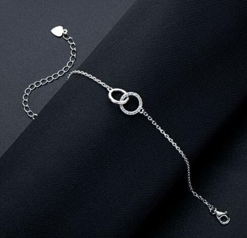 JIHANNA Moissanite Diamond Open Circle Double Infinity Interlocking Eternity Friendship Love Lucky Bracelet, Sterling Silver 925, D Color VVS1 in Saudi Arabia