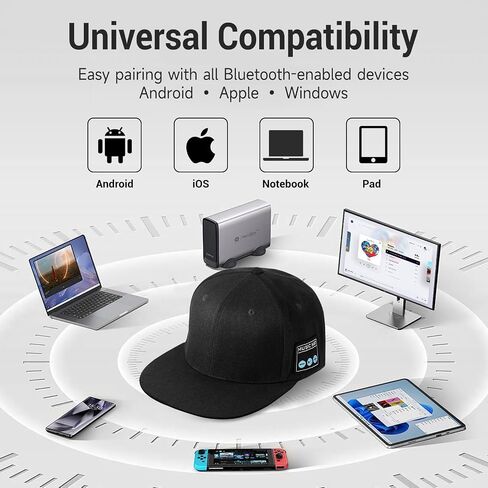 قبعة مكبر صوت بلوتوث، قبعة بيسبول بلوتوث V5.4 مع مكالمات بدون استخدام اليدين للجري وركوب الدراجات والتخييم والأماكن الخارجية العصرية in Kuwait