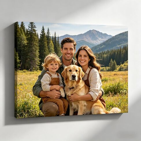 Custom Canvas Prints with Your Photos, (8" L x 8" W) Wrapped Frame Personalized Pictures Wall Art Print, Customized Photo Gifts, for Family, Baby, Pets, Home Decor in Kuwait