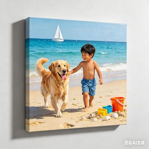 Custom Canvas Prints with Your Photos, (8" L x 8" W) Wrapped Frame Personalized Pictures Wall Art Print, Customized Photo Gifts, for Family, Baby, Pets, Home Decor in Kuwait