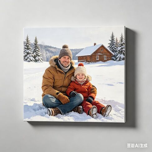 Custom Canvas Prints with Your Photos, (8" L x 8" W) Wrapped Frame Personalized Pictures Wall Art Print, Customized Photo Gifts, for Family, Baby, Pets, Home Decor in Kuwait