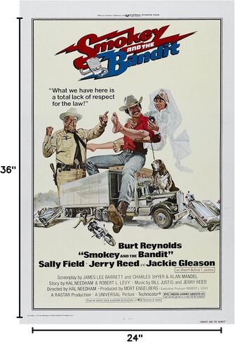 ملصق الفيلم Smokey and The Bandit (1977) مقاس 24 بوصة × 36 بوصة طباعة معتمدة مع ترقيم متسلسل ثلاثي الأبعاد من أجل الأصالة in Kuwait