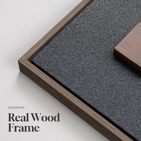 Framed 3D Textured Wood Wall Art, Modern Minimalist Black Painting Artwork for Walls, Vintage Geometric Natural Wooden Wall Art Decor for Living Room, Hallway, Dining Room, Bedroom, Office, 24x24 in Saudi Arabia