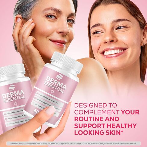 Derma Essential - Derma Essential Capsules Advanced Formula Support Premium Natural Ingredients, DermaEssential Pills Maximum Strength Health and Wellness Reviews, 60 Capsules for 1 Month in Saudi Arabia