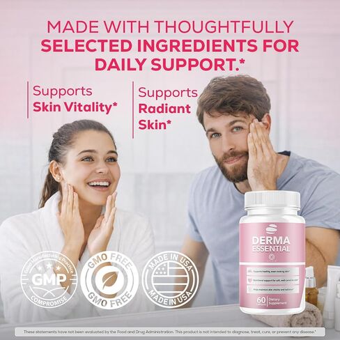 Derma Essential - Derma Essential Capsules Advanced Formula Support Premium Natural Ingredients, DermaEssential Pills Maximum Strength Health and Wellness Reviews, 60 Capsules for 1 Month in Saudi Arabia
