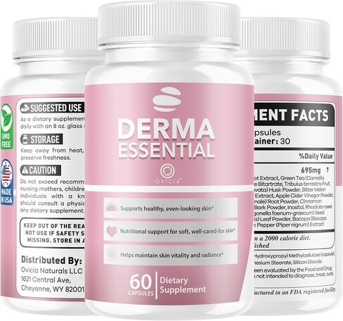 Derma Essential - Derma Essential Capsules Advanced Formula Support Premium Natural Ingredients, DermaEssential Pills Maximum Strength Health and Wellness Reviews, 60 Capsules for 1 Month in Saudi Arabia