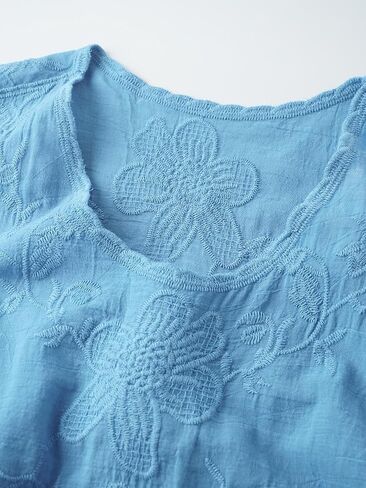 Women's Vintage White Cotton Linen Sleeveless Blouse, Embroidered Tank Top with Lace Trim, Bohemian Summer Casual Top in Saudi Arabia
