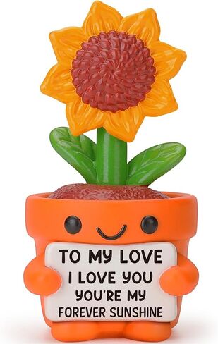 Mini Funny Sunflower Teacher Appreciation Gifts for Women Men, End of Year Thank You Teacher Gifts Ideas, Personalized Cool Small Cute Stuff Things, Resin Sunflower Figurines Home Office Desk Decor in Saudi Arabia