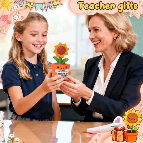 Mini Funny Sunflower Teacher Appreciation Gifts for Women Men, End of Year Thank You Teacher Gifts Ideas, Personalized Cool Small Cute Stuff Things, Resin Sunflower Figurines Home Office Desk Decor in Saudi Arabia