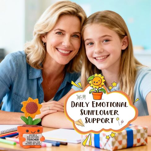 Mini Funny Sunflower Teacher Appreciation Gifts for Women Men, End of Year Thank You Teacher Gifts Ideas, Personalized Cool Small Cute Stuff Things, Resin Sunflower Figurines Home Office Desk Decor in Saudi Arabia