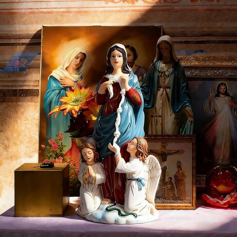 Novabright 9.8" Virgen Desatanudos Estatua Our Lady Undoer of Knots Statue Resin Catholic Virgin Mary Statue Catholic Virgin Mary Statues Religious Inspirational Gift for Church Altar Home Decorations in Kuwait
