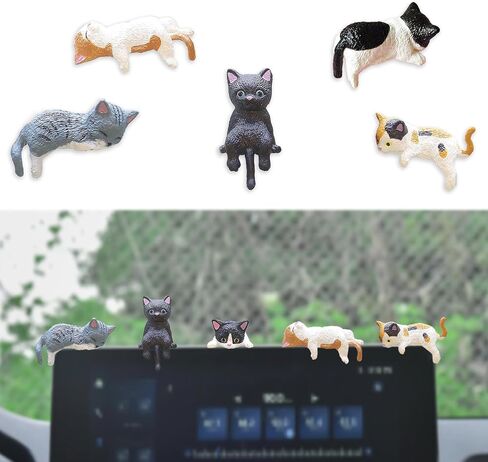 5 Pcs Mini Cute Cats Computer Monitor Decor Cute Desk Accessories Dashboard Decorations Resin Cat Monitor Figurine Funny Gifts for Cat Lover. in Saudi Arabia
