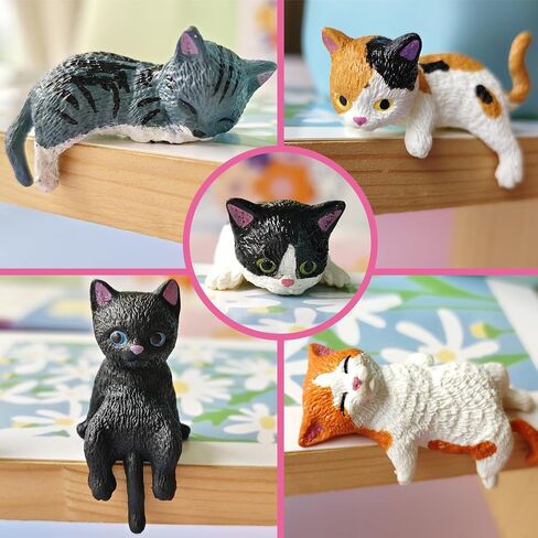 5 Pcs Mini Cute Cats Computer Monitor Decor Cute Desk Accessories Dashboard Decorations Resin Cat Monitor Figurine Funny Gifts for Cat Lover. in Saudi Arabia