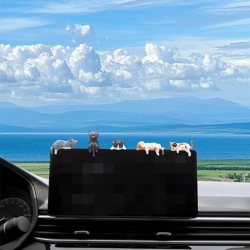 5 Pcs Mini Cute Cats Computer Monitor Decor Cute Desk Accessories Dashboard Decorations Resin Cat Monitor Figurine Funny Gifts for Cat Lover. in Saudi Arabia