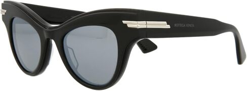 Bottega Veneta Cat Eye Sunglasses Black Black Silver Luxury Eyewear Made In Japan Acetate Frame Designer Fashion for Everyday Luxury in Saudi Arabia
