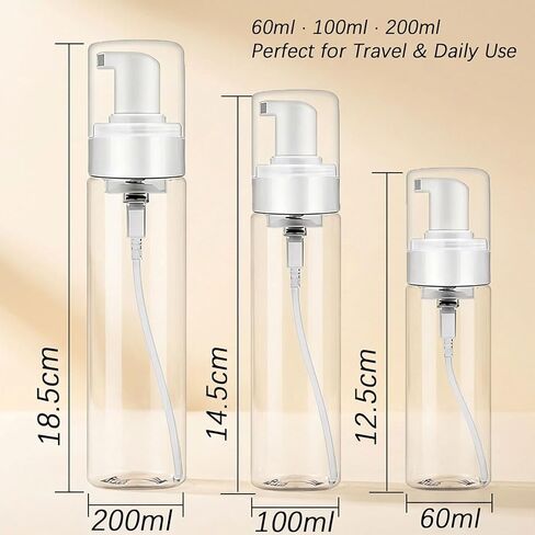 Foam Pump Bottle 7oz/ 200ml, 2Pcs Large Foaming Soap Dispenser for Travel Clear Refillable Foaming Spray Bottle for Bathroom, Hand Soap, Shampoo, Face Wash, Leak-Proof Foam Dispenser in Saudi Arabia
