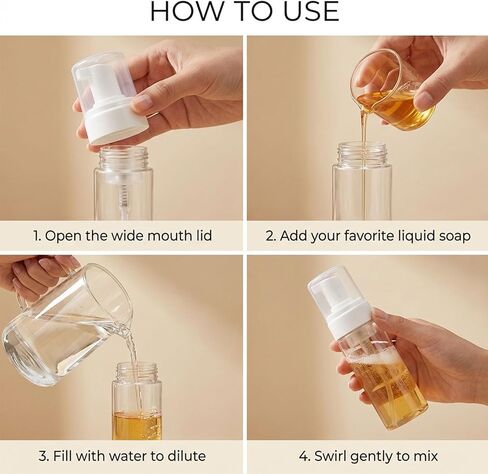 Foam Pump Bottle 7oz/ 200ml, 2Pcs Large Foaming Soap Dispenser for Travel Clear Refillable Foaming Spray Bottle for Bathroom, Hand Soap, Shampoo, Face Wash, Leak-Proof Foam Dispenser in Saudi Arabia