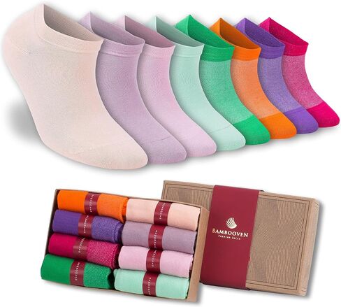 BAMBOOVEN Women Rayon Bamboo Ankle Socks Low Cut Thin Sock Lightweight Assorted Colors Soft Socks 3/6/8/12 Pairs in Saudi Arabia