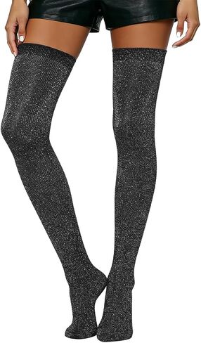 Shiny Long Knee High Sock for Women Over Knee Thigh Socks in Saudi Arabia