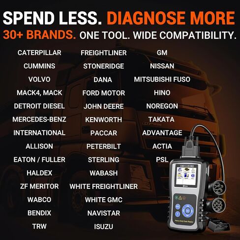 KZYEE KC601 Heavy Duty Truck Scanner – Full System Diesel Code Reader for CAT, Cummins, Freightliner & More, Supports J1939/J1708/J1587, Read/Clear Codes, Live Data, Free Updates, Bonus Bag in Kuwait