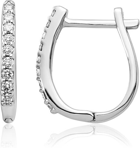IceCarats 14K الذهب الأبيض الصلب 0.11 قيراط الماس الصغيرة Huggie هوب أقراط 12mm 1/2 بوصة قطع مستديرة، الطبيعية، مجموعة الشق، مزلاج الظهر لها in Kuwait