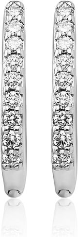 IceCarats 14K الذهب الأبيض الصلب 0.11 قيراط الماس الصغيرة Huggie هوب أقراط 12mm 1/2 بوصة قطع مستديرة، الطبيعية، مجموعة الشق، مزلاج الظهر لها in Kuwait